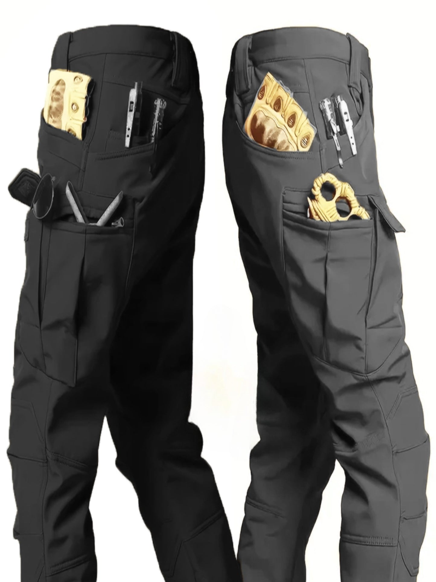 2pcs Men’s High-Performance Tactical Cargo Pants Sweatproof Durable Polyester for Outdoor Hiking and Daily Use Black Beige Camping Gear