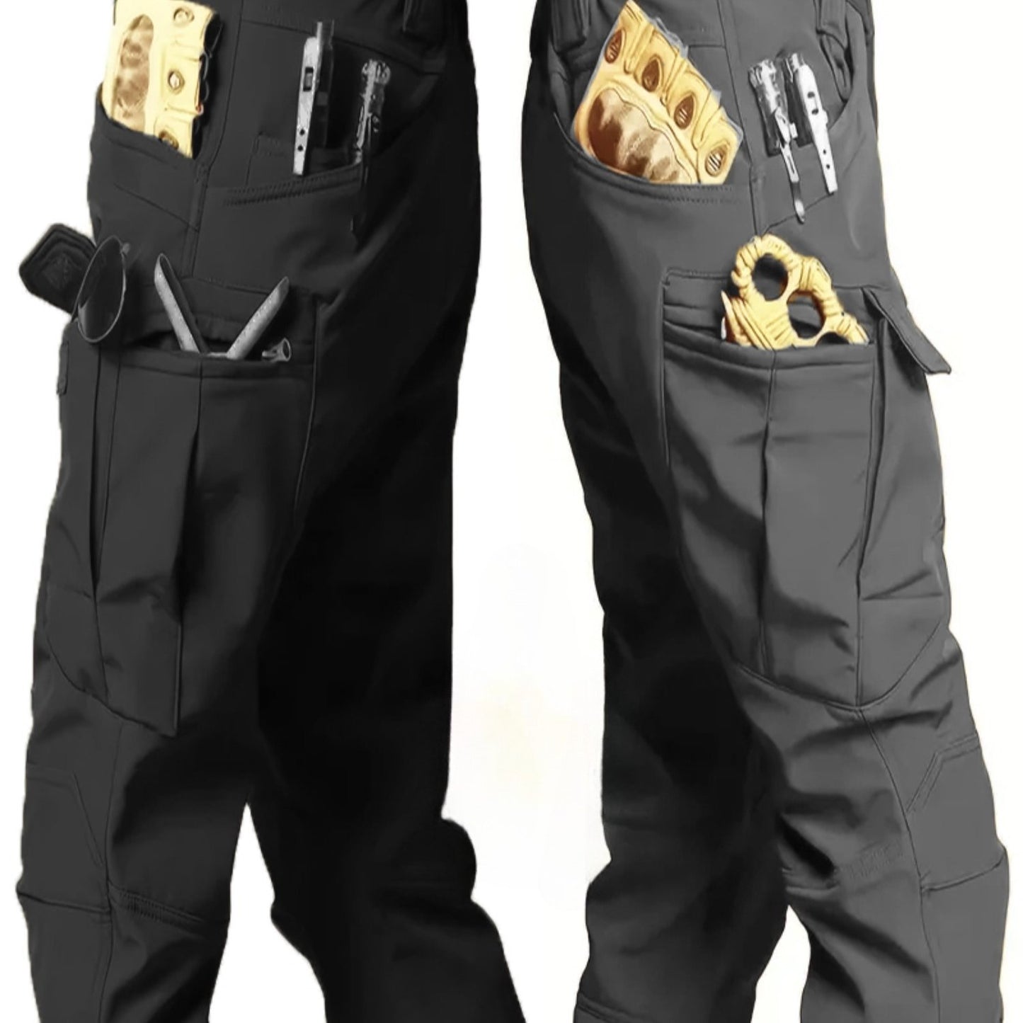 2pcs Men’s High-Performance Tactical Cargo Pants Sweatproof Durable Polyester for Outdoor Hiking and Daily Use Black Beige Camping Gear