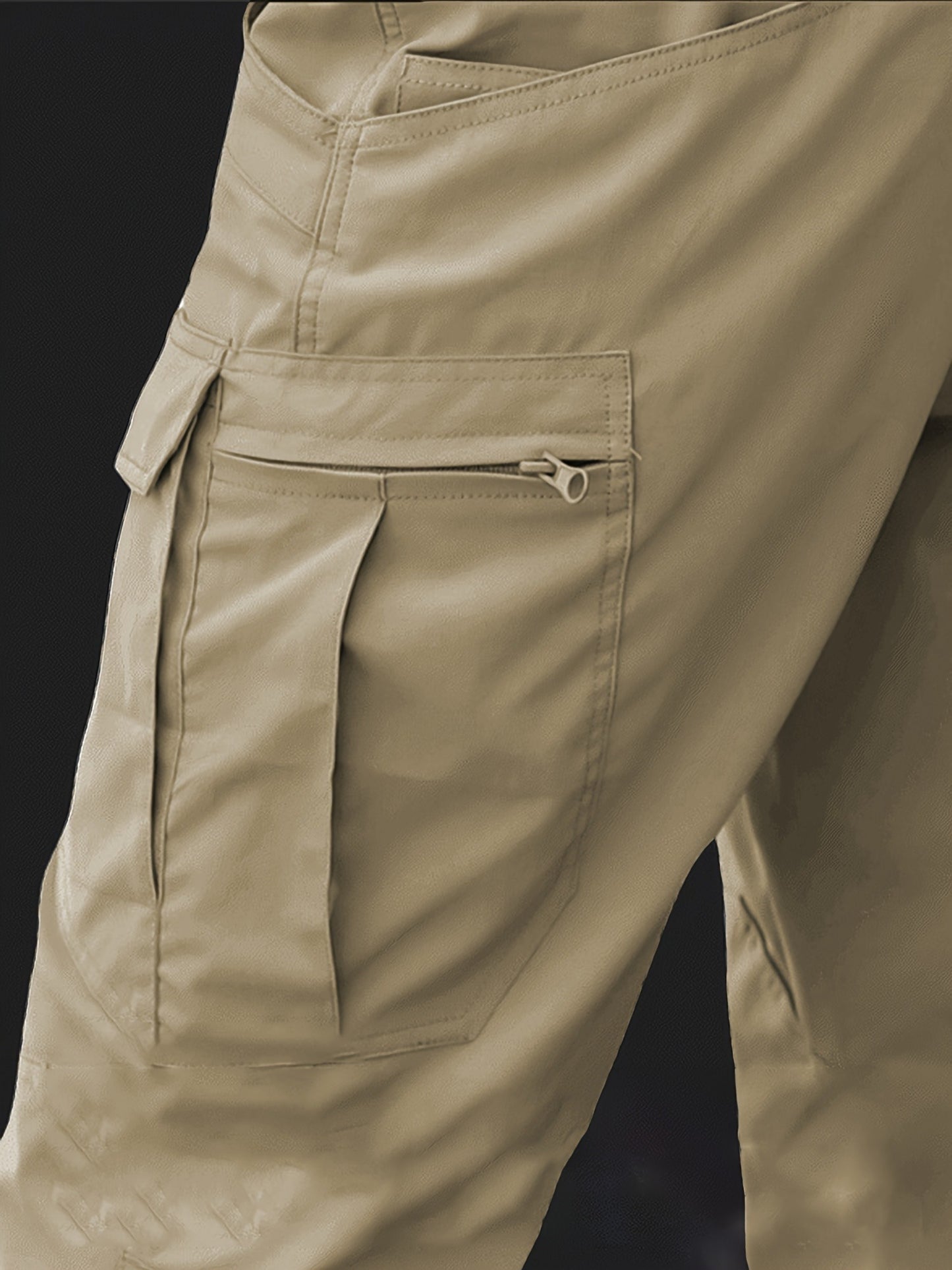 2pcs Men’s High-Performance Tactical Cargo Pants Sweatproof Durable Polyester for Outdoor Hiking and Daily Use Black Beige Camping Gear