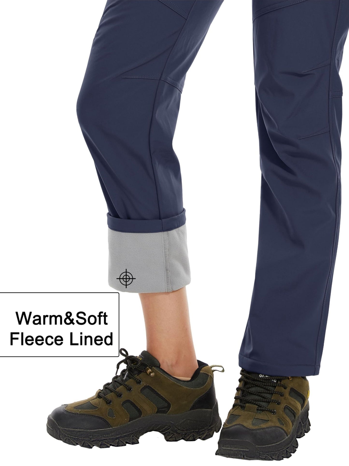 Women'S Fleece Lined Solid Color Insulated Softshell Pants Winter Warm Fishing Pants Zipper Pockets Lightweight Wear-Resistant Snowboarding Hiking Pants Outdoor Snow Ski Trekking Pants