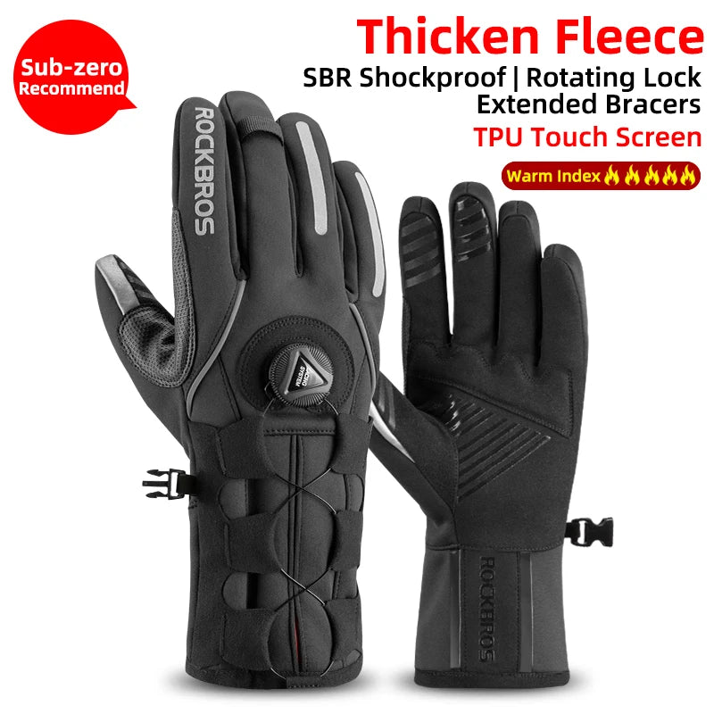 ROCKBROS Winter Gloves Waterproof Fleece Thermal Snowboard Snowmobile Gloves
