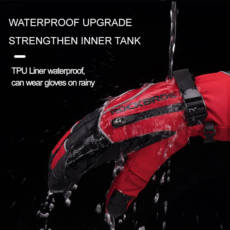 ROCKBROS Winter Gloves Waterproof Fleece Thermal Snowboard Snowmobile Gloves