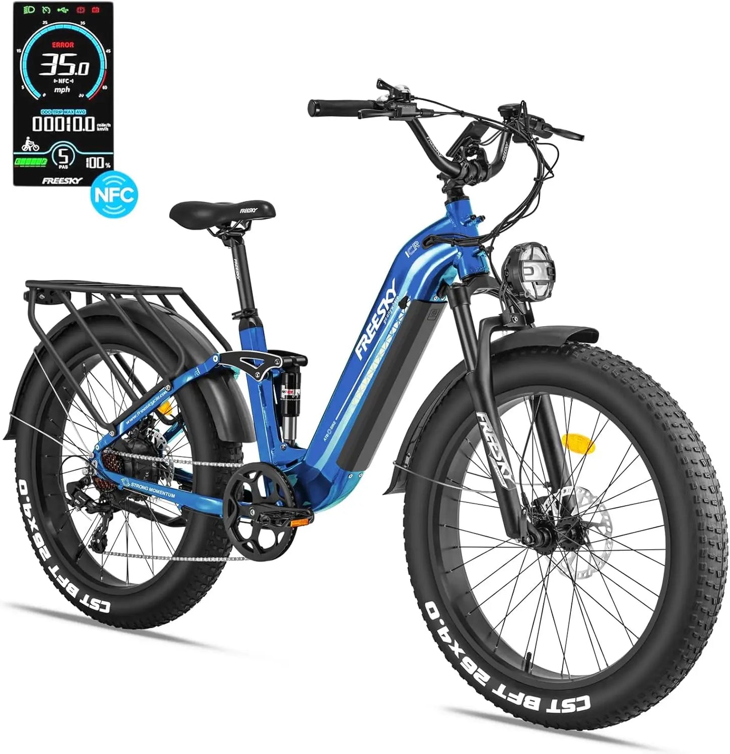 Electric Bike for Adults 1000W/Peak 1600W Power Motor Battery E-bike up to 32MPH. Fat Tire Step-Thru E-Bike