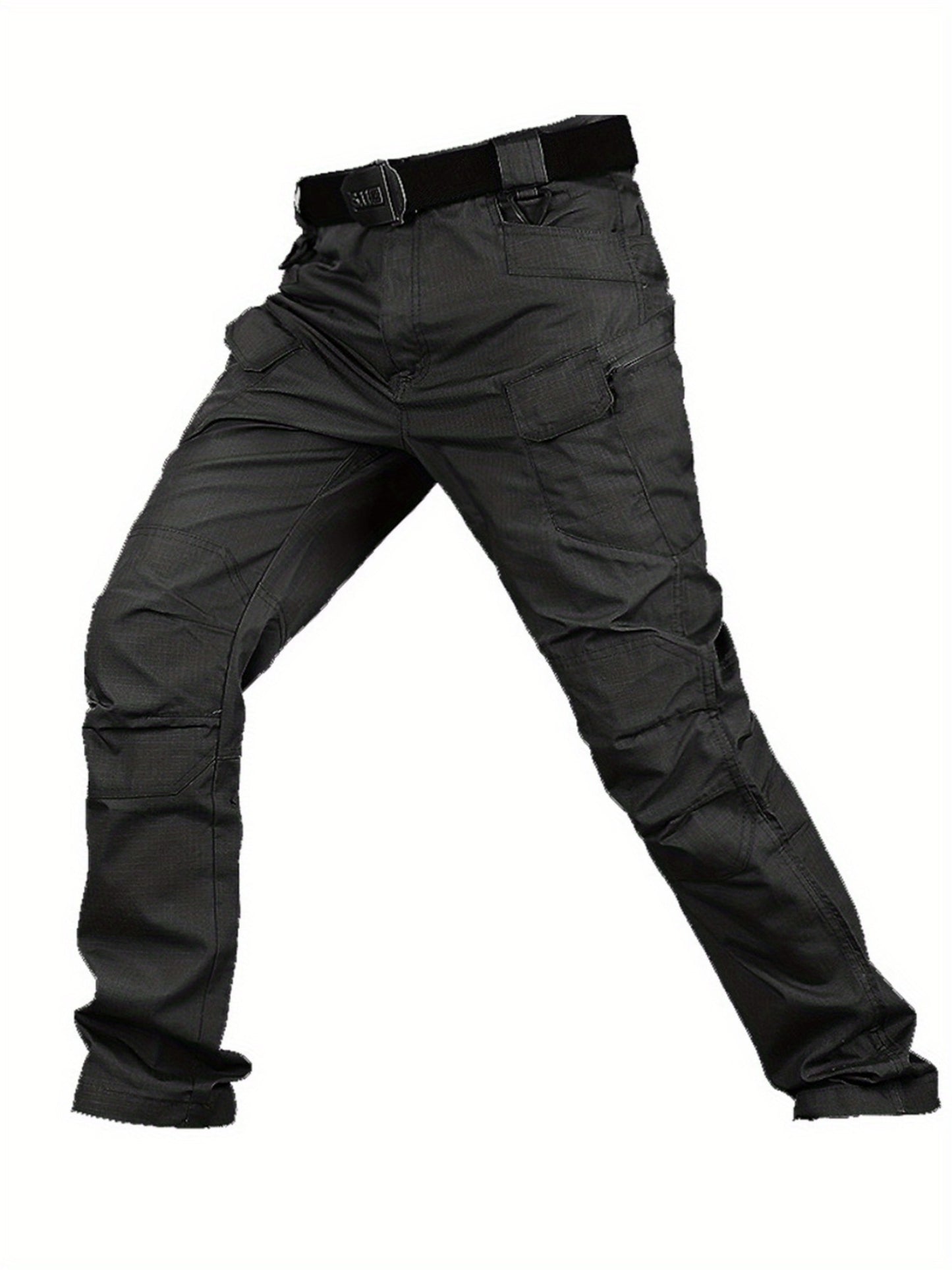 2pcs Men’s High-Performance Tactical Cargo Pants Sweatproof Durable Polyester for Outdoor Hiking and Daily Use Black Beige Camping Gear
